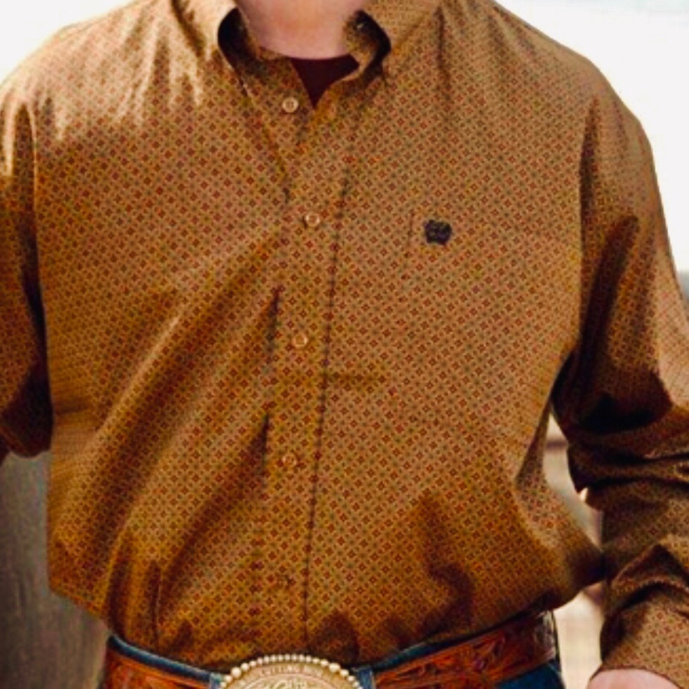 Cinch® Brown & Burgundy Western Long Sleeve Shirt